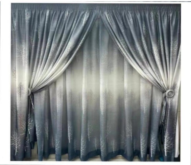 Takeitallstore Forest Curtain Set Room Darkening (240 cm x 300 cm) Satin Curtain