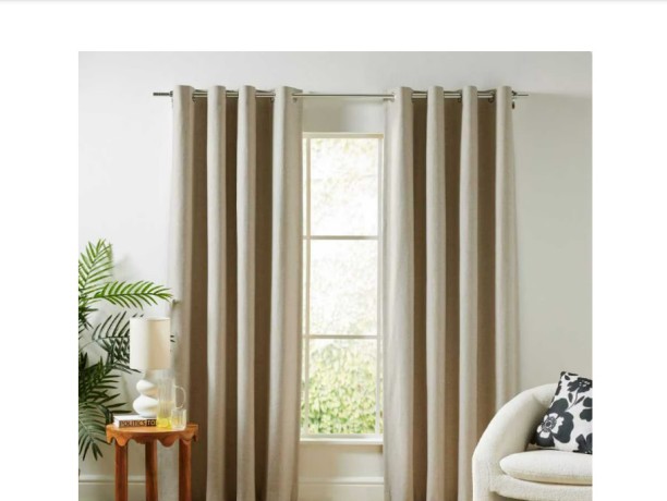 EverythingMART 2x 3m Beige Blackout Curtain- Eyelet design Blackout (6 m x 240 cm) Polyester Curtain