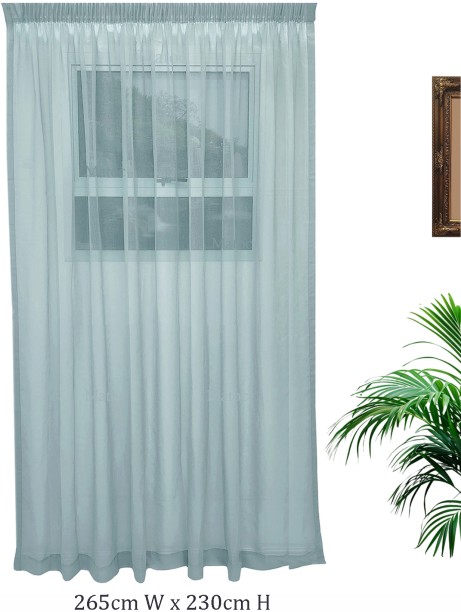 Matoc Designs Curtain - Mystic Voile Duck Egg - Taped - 265cm W x 230cm H Semi Transparent (265 cm x 230 cm) Blends Curtain