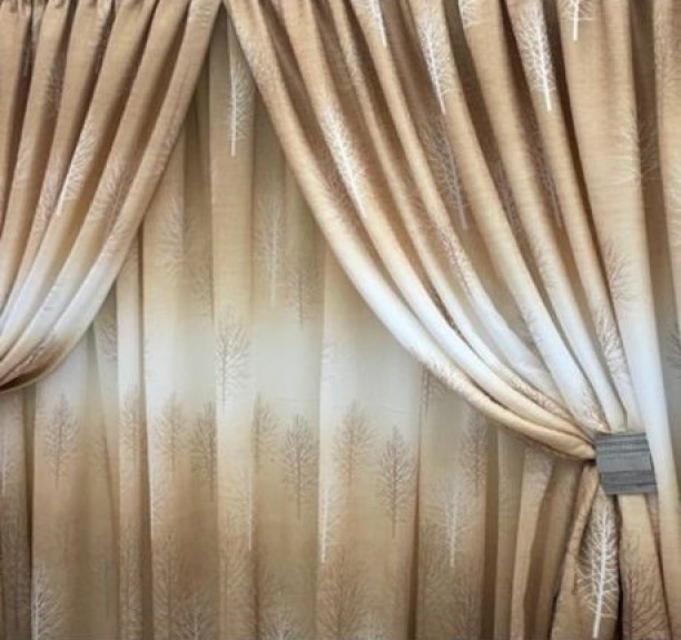 pak brown tree Room Darkening (500 cm x 250 cm) Jacquard Curtain