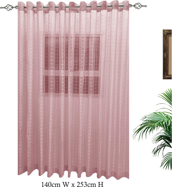 Matoc Designs Curtain Grid Voile Dusty Pink Eyelet 140cm W x 253cm H Semi Transparent (140 cm x 253 cm) Blends Curtain