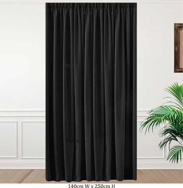 Matoc Designs 100% Blackout Modern Smooth Black - Taped - 140cm W x 250cm H Blackout (140 cm x 250 cm) Blends Curtain