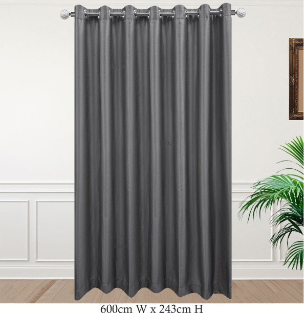 Matoc Designs Curtain Blockout Shimmer Dark Grey Eyelet 600cm W x 243cm H Blackout (600 cm x 243 cm) Blends Curtain