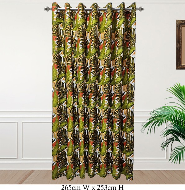 Matoc Designs Curtain - Monster Leaf Olive - Eyelet - 265cm W x 253cm H Room Darkening (265 cm x 253 cm) Blends Curtain