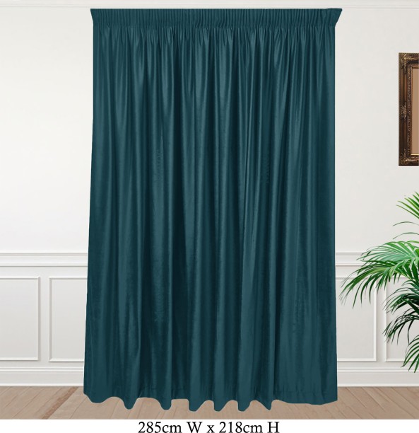 Matoc Designs Matoc Curtain- Velvet Luxe Teal - Taped - 285cm W x 218cm H Room Darkening (285 cm x 218 cm) Velvet Curtain