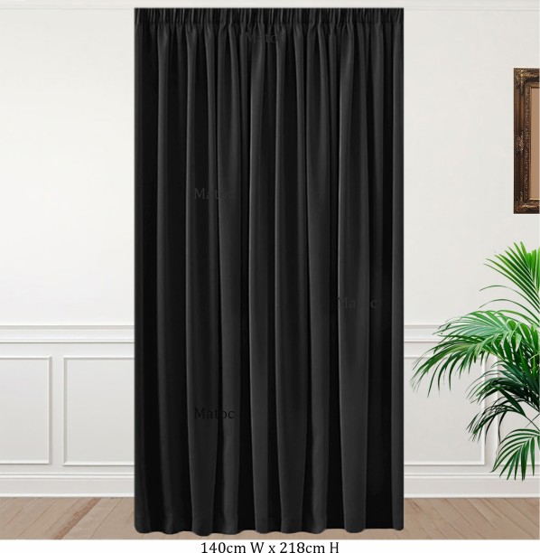 Matoc Designs 100% Blackout Modern Smooth Black - Taped - 140cm W x 218cm H Blackout (140 cm x 218 cm) Blends Curtain
