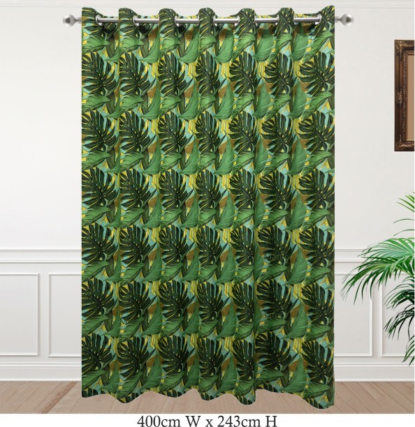 Matoc Designs Curtain - Monster Leaf Green - Eyelet - 400cm W x 243cm H Room Darkening (400 cm x 243 cm) Blends Curtain