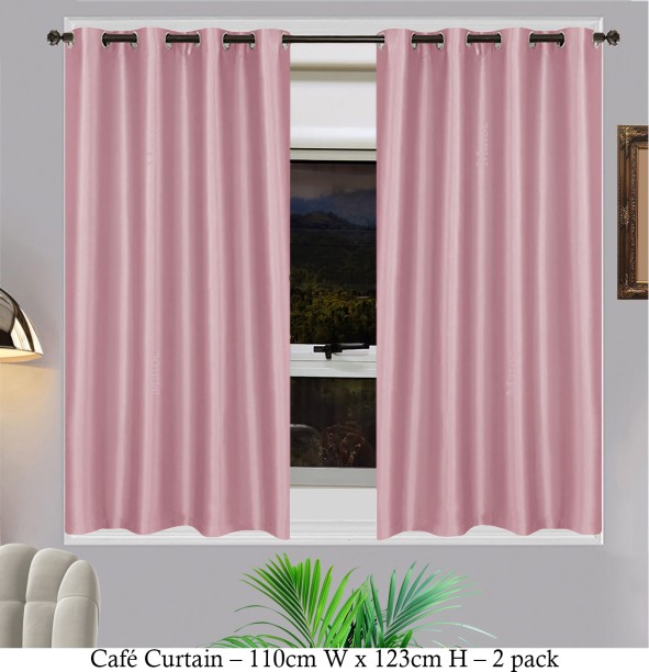 Matoc Designs Café Curtain Blockout Shimmer Pink Eyelet 110cm W x 123cm H -2 pack Blackout (110 cm x 123 cm) Blends Curtain