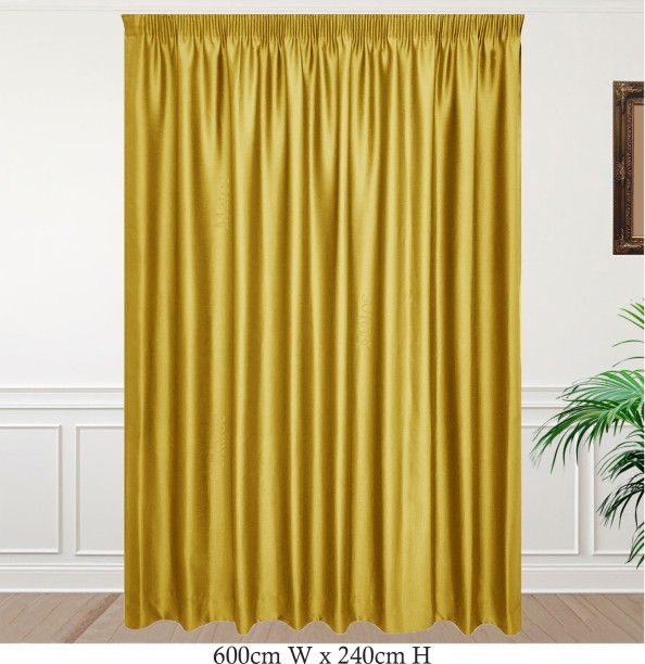 Matoc Designs Curtain Blockout Shimmer Mustard Taped 600cm W x 240cm H Blackout (600 cm x 240 cm) Blends Curtain