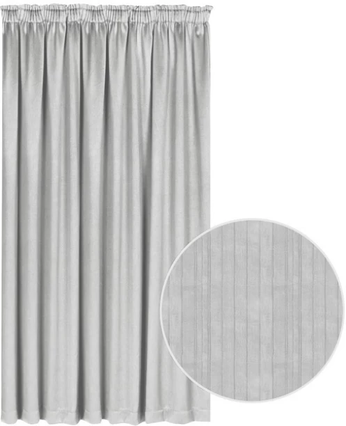 Charms Sheer Chenille Taped Curtain Light Grey 2180 x 2300 mm Blockout (218 cm x 230 cm) Blends Curtain