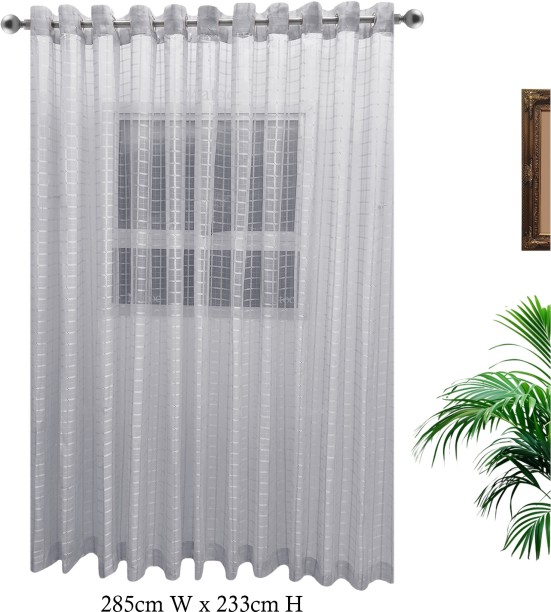 Matoc Designs Curtain Grid Voile Grey Eyelet 285cm W x 233cm H Semi Transparent (285 cm x 233 cm) Blends Curtain