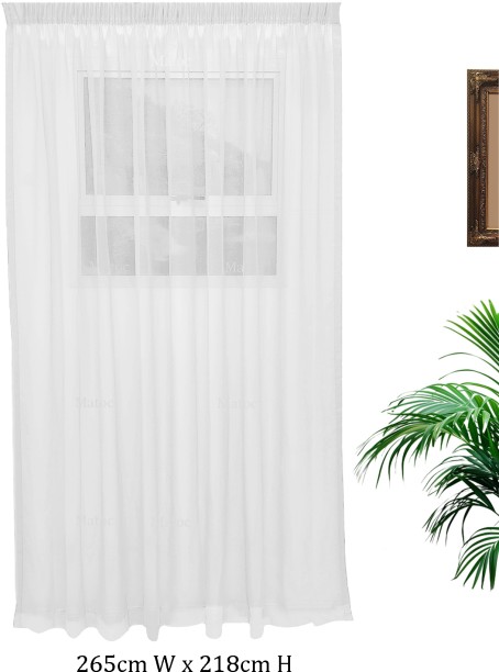 Matoc Designs Curtain - Mystic Voile White - Taped - 265cm W x 218cm H Semi Transparent (265 cm x 218 cm) Blends Curtain