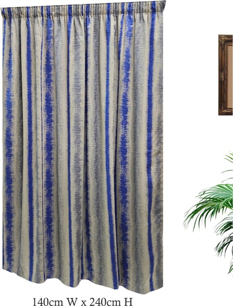 Matoc Designs Curtain Classique Blue Stripe Taped 140cm W x 240cm H Room Darkening (140 cm x 240 cm) Blends Curtain