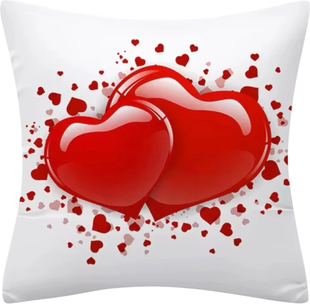 Wardrobenthings 2 Hearts Red Plush Luxury Continental Cushion Covers Printed Cushions & Pillows Cover