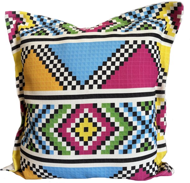Motso Designed African Print Zulu Inspired Square Cushion Cover Geometric Cushions Cover