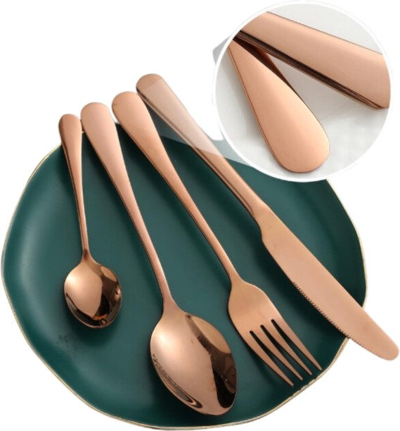 Grace Home 24Pcs Rose Gold Stainless Steel Cutlery Set Stainless Steel Cutlery Set