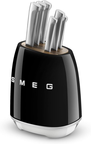 Smeg Knife Block Black Disposable Stainless Steel Cutlery Set