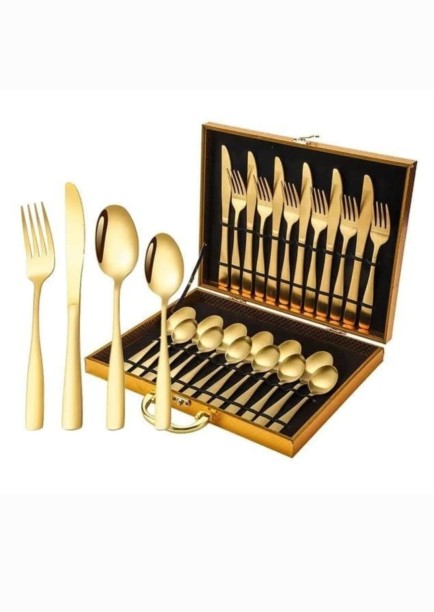 no brand 24 Piece Golden Cutlery set Stainless Steel Cutlery Set