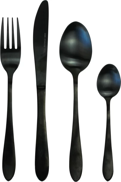 CASA SienaMatteBlackFinish Stainless Steel Cutlery Set
