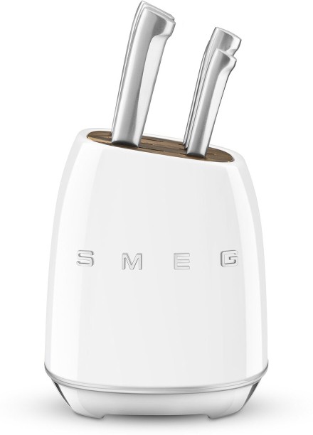 SMEG Knife Block White Disposable Stainless Steel Cutlery Set