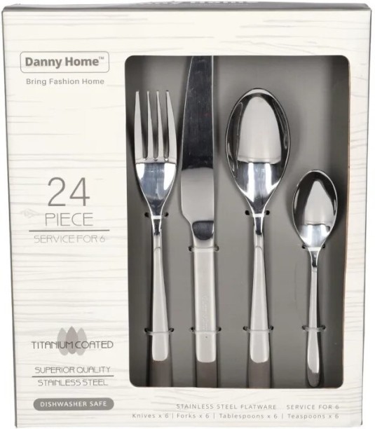 Danny Home 24 Piece Silver Stainless Steel Cutlery Set Stainless Steel Cutlery Set