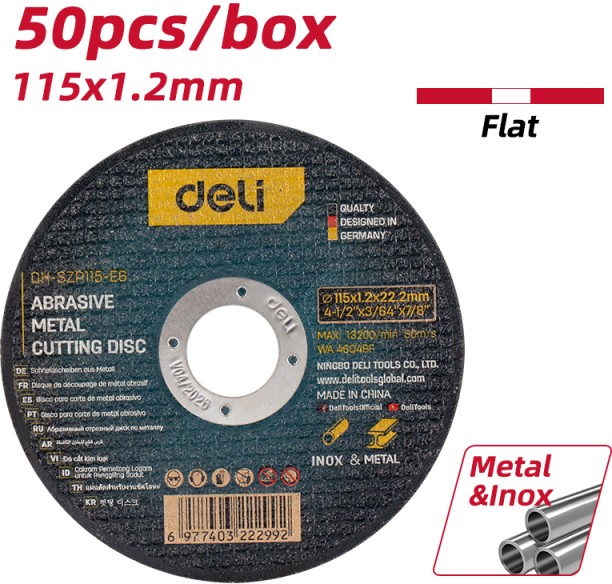 Deli Tools 50 pcs Abrasive Metal Cutting Disc 115x1.2x22.2mm Metal Cutter