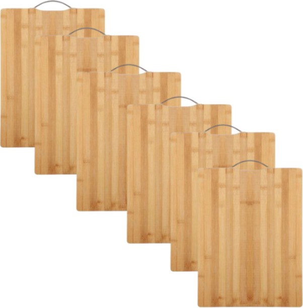 Wobuciko Bamboo Cutting Board Set with Metal Handle 6-Piece -32x22cm Bamboo Cutting Board