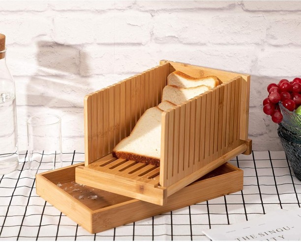 Fine Living Bamboo Bread Slicer Wooden Cutting Board