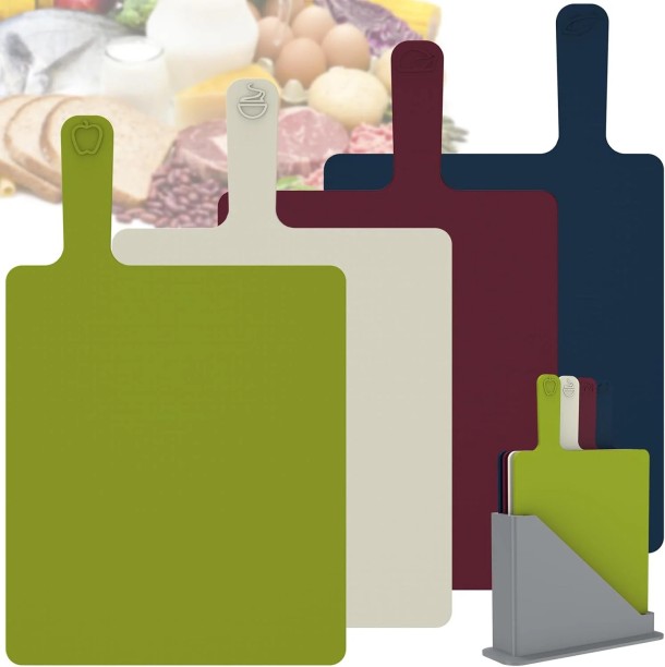 Fine Living Kitchen Knife Board Set with Stand Plastic Cutting Board