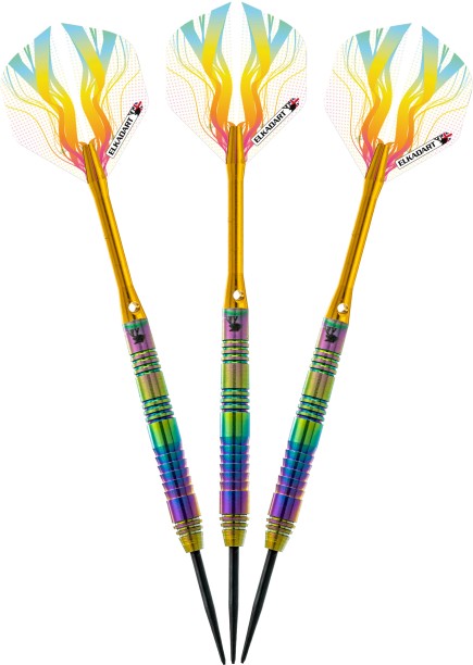 Elkadart Rainbow Titanium Coated Tungsten Darts Set - 23G Steel Tip Dart