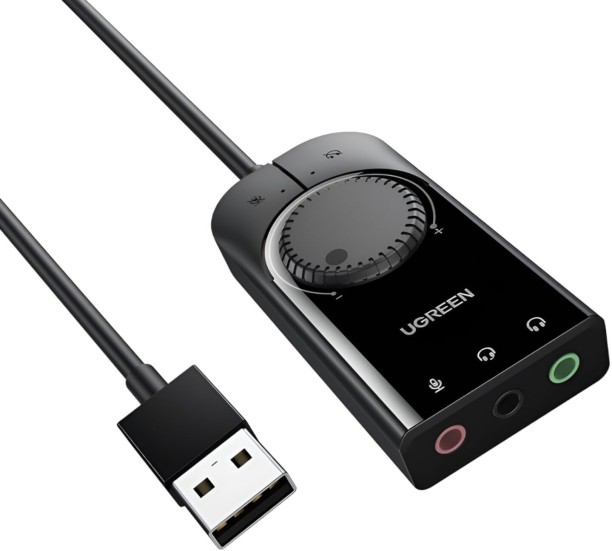 UGREEN Audio Adapter 0.5 m CM129-40964 USB-A to 3.5mm External Stereo Sound Adapter – Black