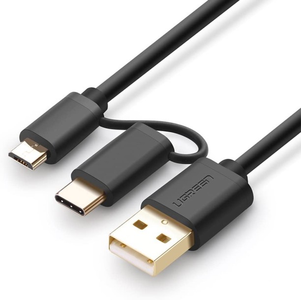 UGREEN 1 m US142-30174 USB2.0 Male to micro-USB + USB-C Male Cable