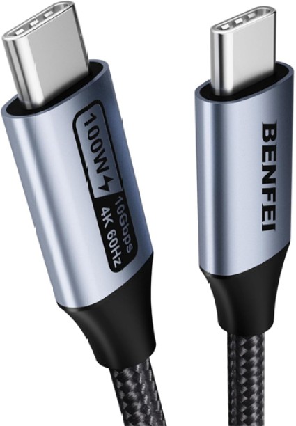 BENFEI USB Type C To USB Type C 1 m 000383GREY USB-C 3.2 Gen 2 Male-to-Male 5A QC/PD3.0 100W and Fast Data Transfer 10Gbps