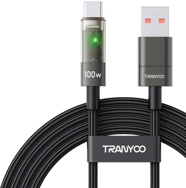 Tranyoo USB Type A To USB Type C 1.2 m Tranyoo 100W USB to Type-C Charger Cable - Auto Power Off - AC-1
