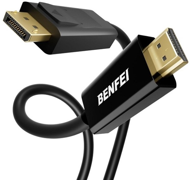 BENFEI 1.8 m DisplayPort Male To HDMI Male Cable Used Connecting Primary Devices With DisplayPort To Monitors With HDMI, Equipped With Gold-Plated Connectors And Supports 4K@30Hz Resolution