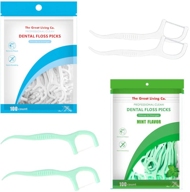 The Great Living Co. 200 Pcs Dental Floss Picks -Flosser to Prevent Tooth Decay & Gum Disease Dental Floss-Toothpick