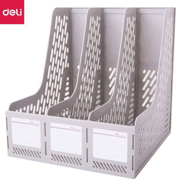 Deli Stationery 3 Compartments Plastic Magazine Holder