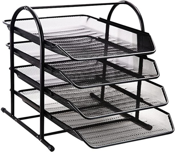 TGT- 4 Compartments Steel 4 Tier Office Document Sliding File Tray Desk Organizer