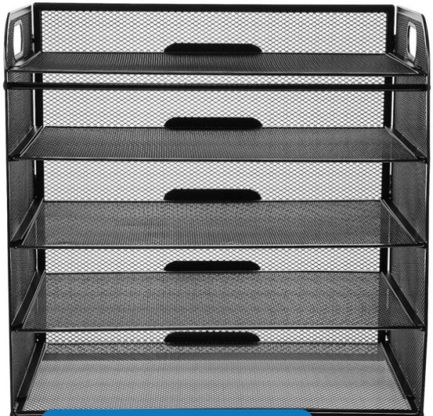 Sub Urban Decor 5 Compartments Carbon Steel, Mesh Tiered Desk Organizer