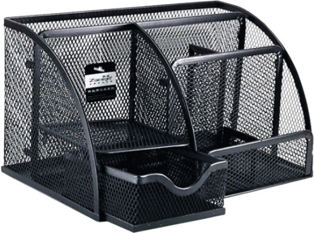 lasa 5 Compartments METAL MESH 5 Compartments Pencil Mesh Metal Holder Desk Storage