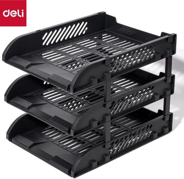 Deli 3 Compartments Plastic File Tray