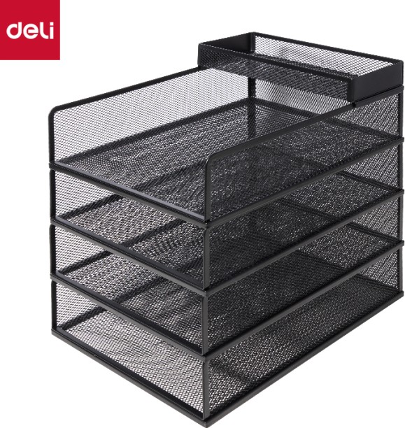 Deli Stationery 5 Compartments Metal File Tray