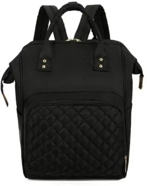 R AND E Quilted Backpack Diaper Bag Multi-Functional Baby Diaper Bag