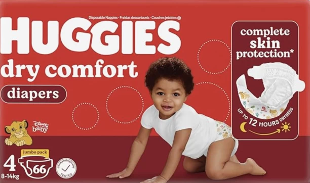 Huggies Dry Comfort 4 pack of 66 Tape Diapers - 4
