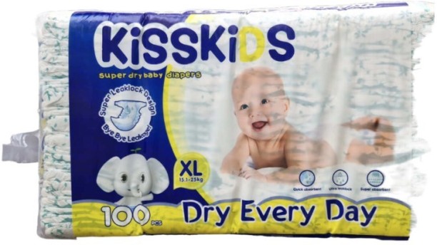 Kiss Kids Disposable Diapers X-Large 100pcs Tape Diapers - XL