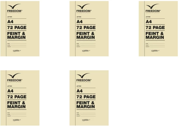 Freedom 72 Pages Jotters A4 Notebook Feint and Margin