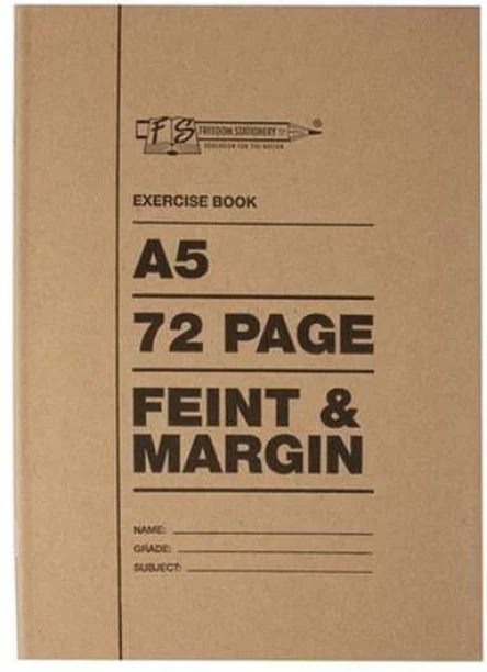 Freedom Stationery Exercise Book - Feint & Margin - White Pages - A5 - 72 Pages - 12 Pack A5 Notebook Single