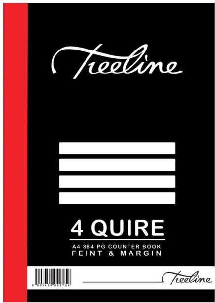 Treeline A4 4 Quire 384-Page Counter Book A4 Notebook Feint ruled with margin