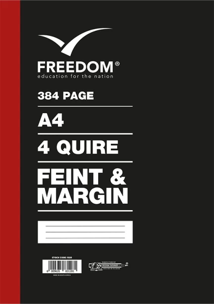 Freedom 4 Quire / 384 Pages Counter Books A4 Notebook Feint and Margin