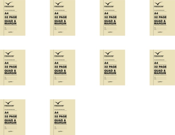 Freedom 32 Pages College Books A4 Notebook Quad and Margin